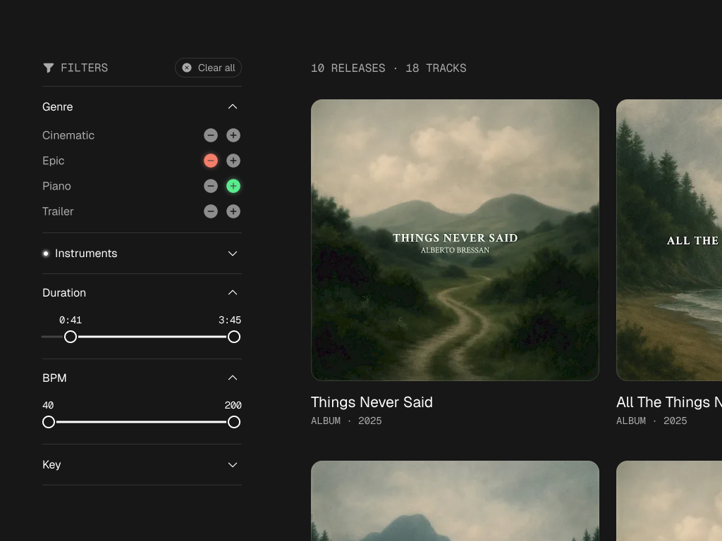 Turning a music portfolio into an exploration tool